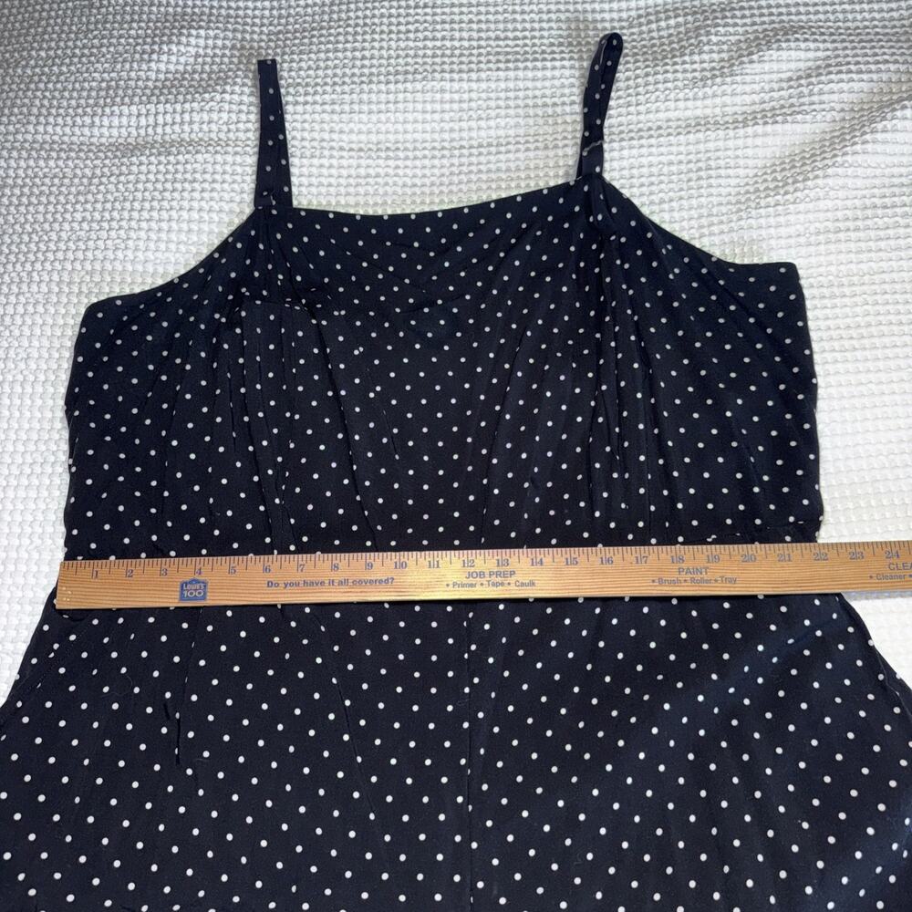 Old Navy Jumpsuit Womens 4X Black Polka Dot Sleeveless Pockets Smocked Back EUC - Picture 9 of 16